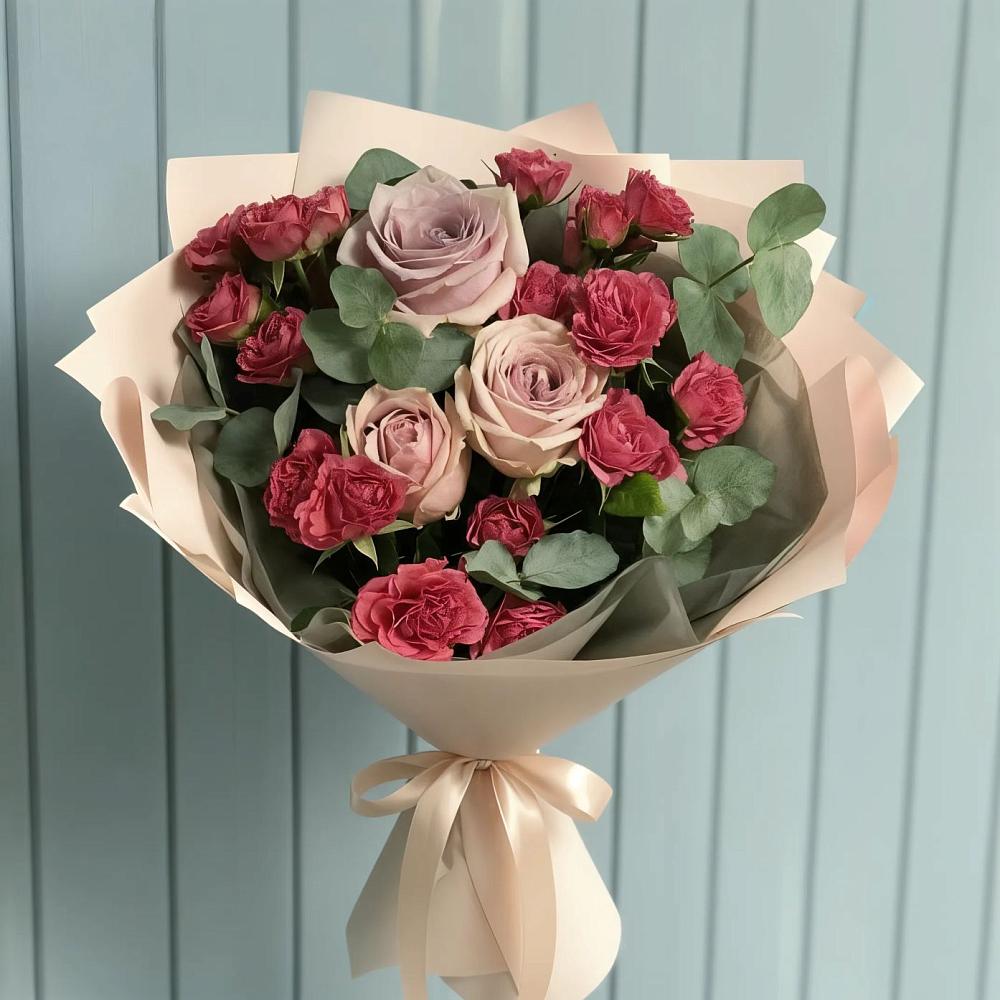 Букет цветов из: Гвоздики и Розы в Озерецкий