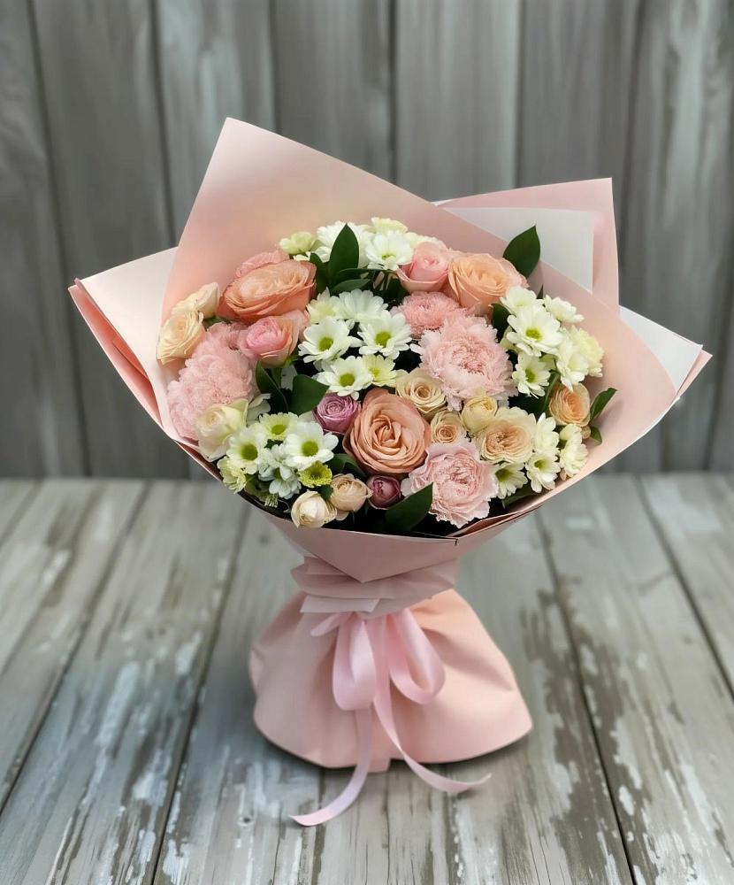 Букет цветов из: Гвоздики, Розы и Хризантемы в Озерецкий