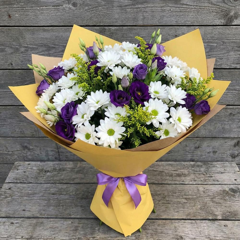 Букет цветов из: Ирисы, Хризантемы и Ромашки в Озерецкий