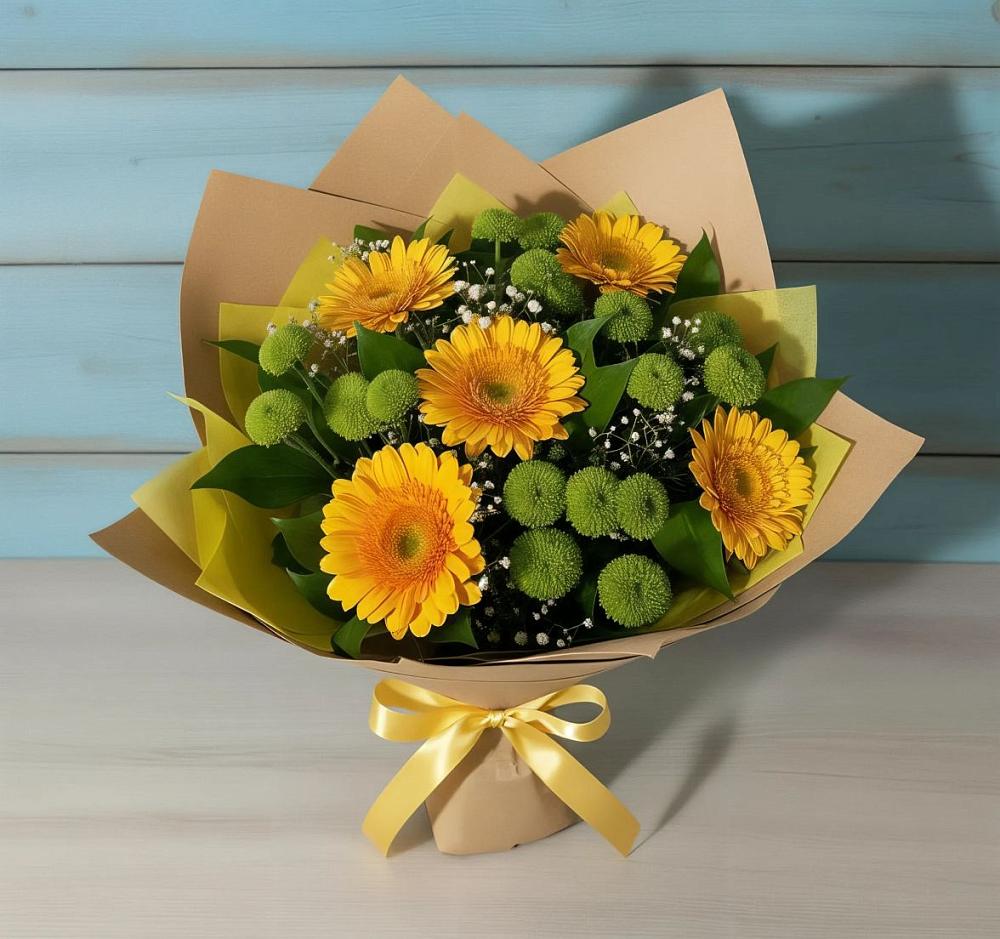 Букет цветов из: Герберы и Хризантемы в Озерецкий