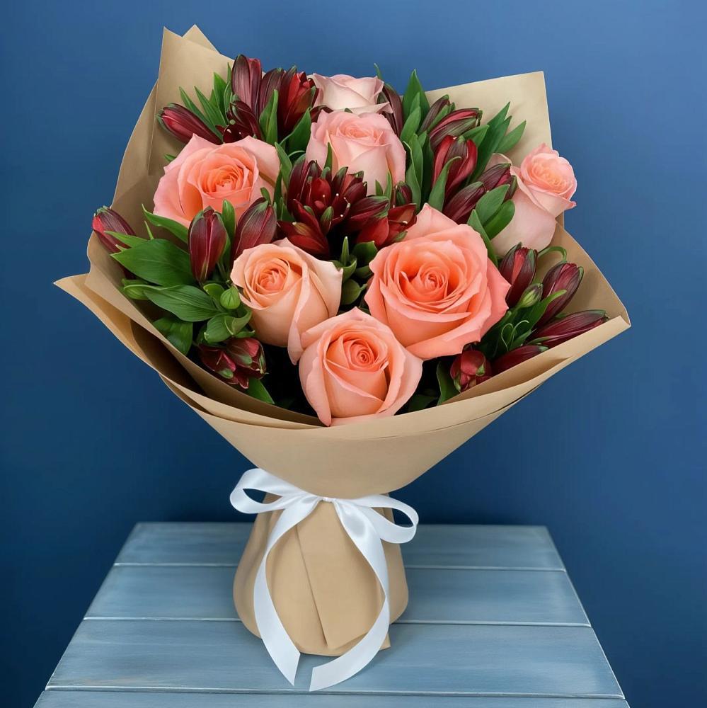 Букет цветов из: Розы и Альстромерии в Озерецкий