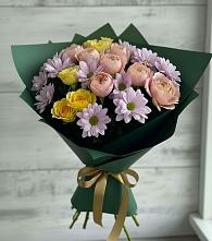 Букет цветов из:  Хризантемы и Розы в Озерецкий