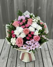 Букет цветов из:  Альстромерии, Гвоздики, Розы и Хризантемы в Озерецкий
